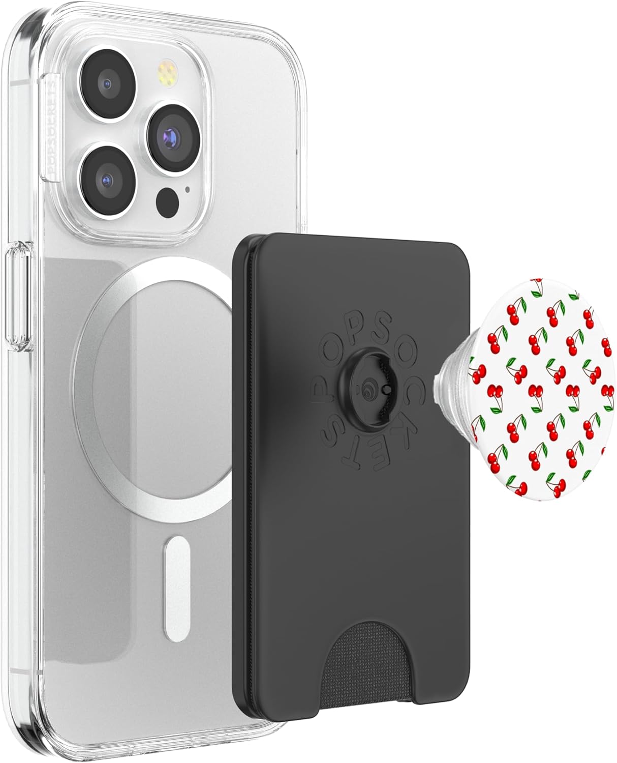 Cartoon Cherry Cherries Pattern Cute Fruit Food Lover Foodie PopSockets PopWallet for MagSafe