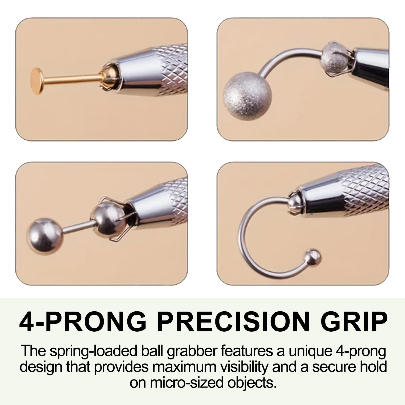 7 Pcs Piercing Ball Grabber and Opener Set - 16G 18G Compatible Piercing Taper Insertion Tool, Stainless Steel Piercing Tools to Change Jewellery, Flat Back Earring Applicator for Ears Nose Lip — view 5