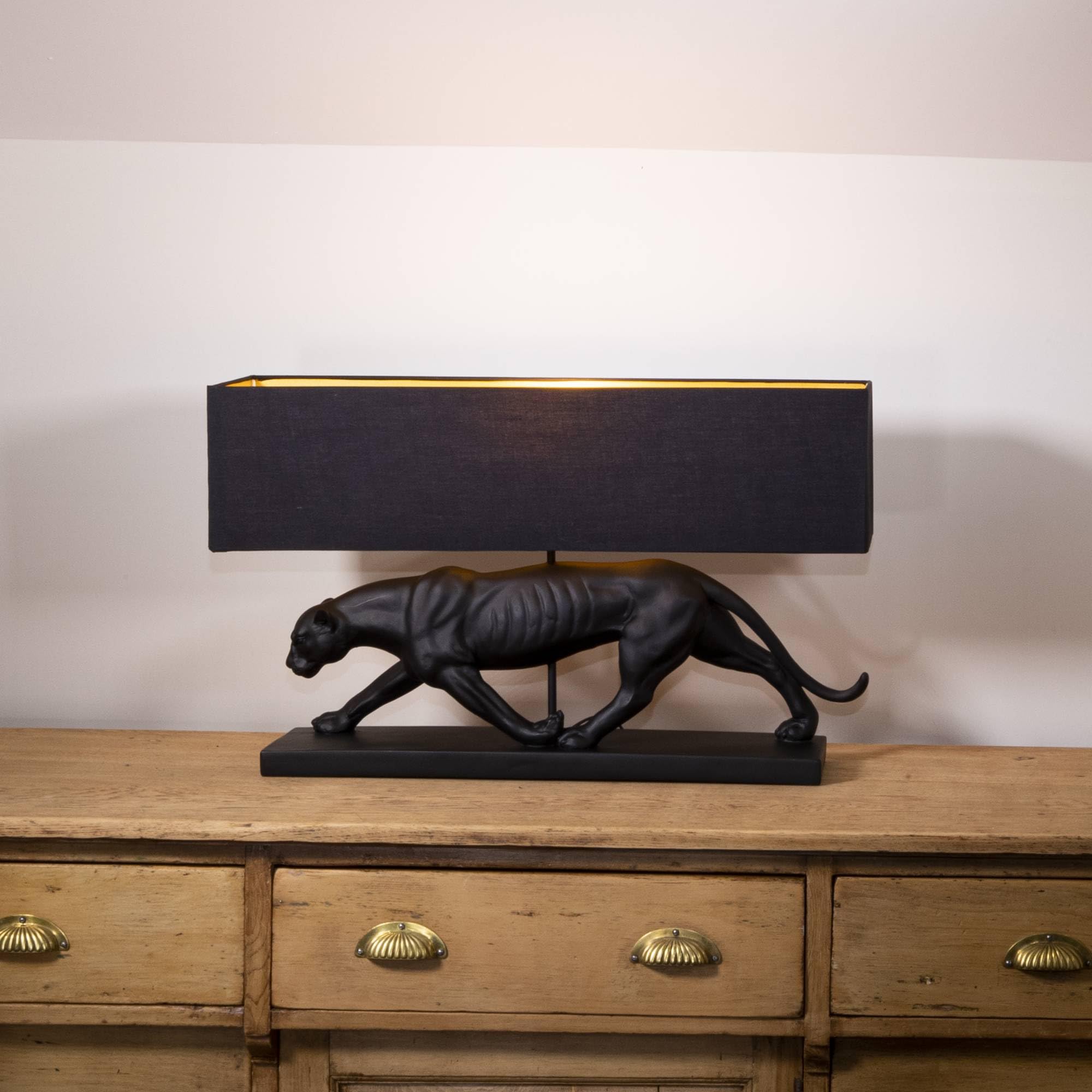 Madison & Mayfair Black/Gold Panther Lamp Base With And Lamp Shade