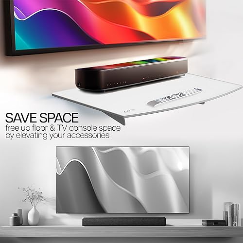 Miniatura 6 de VIVO Estante flotante de vidrio templado para montaje en pared para reproductor de DVD, audio, sistema de juegos, dispositivos de transmisión,