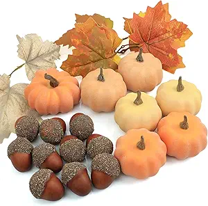 Decorative Mini Pumpkin Set in assorted colors – perfect for affordable fall decor ideas