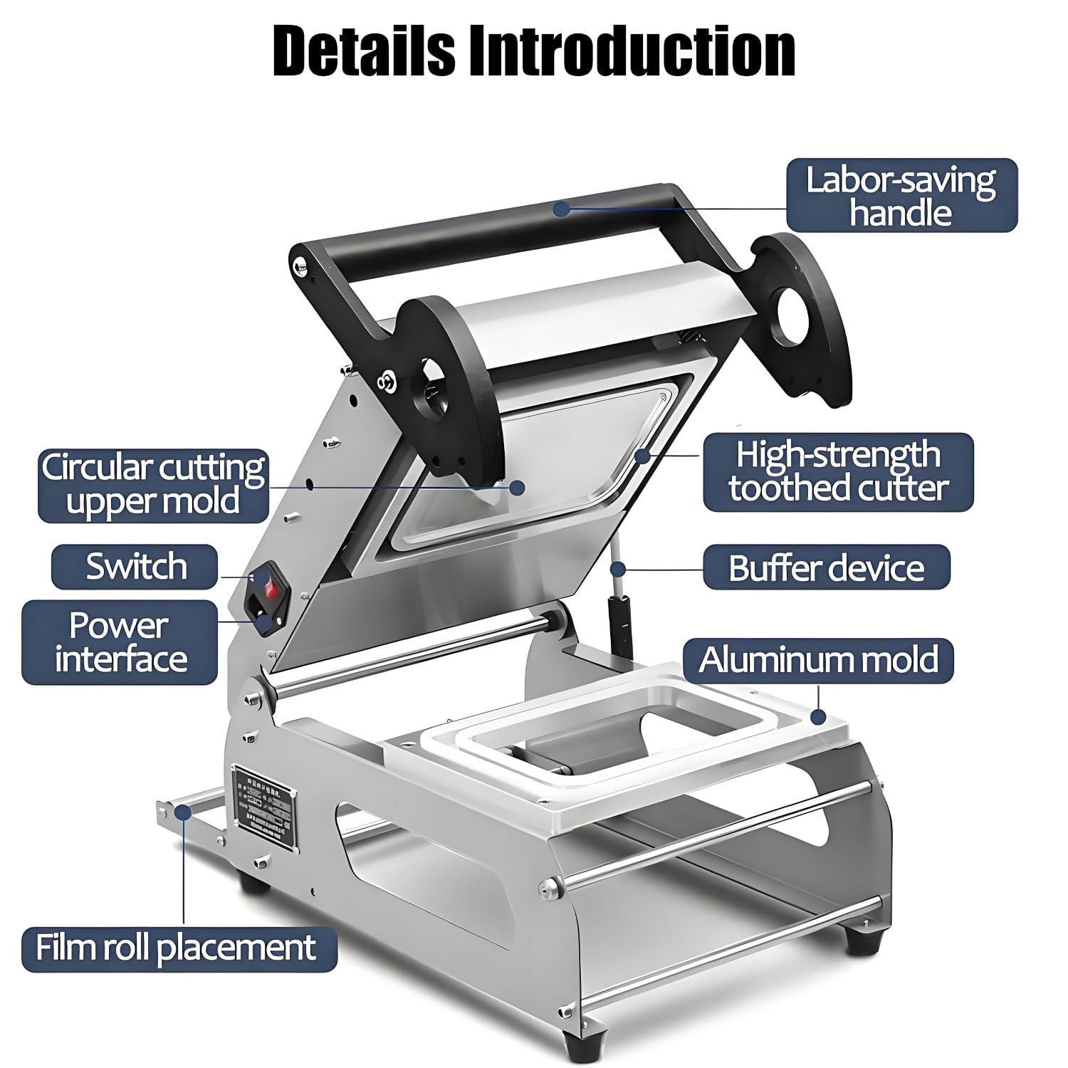Sellador térmico de alimentos comerciales, máquina selladora manual de bandejas para sándwiches 7-8 veces/minuto, máquina empacadora para restaurantes, comida para llevar, catering Sealing 26 * 17cm