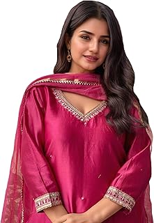 Women's Pure Cotton Kurta Plazzo Dupatta Set | Hand Embroidered Neck Design | Ethnic Wear Kurti Set for Women Cotton Suit Set | Traditional Festive Dress for Women - 77% OFF Deal at ₹589 on Amazon | Valzo