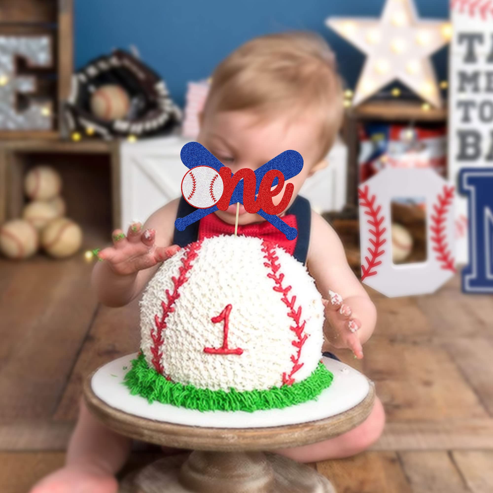 Amazon.co.jp: Gyufise 1パック 野球 ケーキトッパー 野球 1歳の誕生日