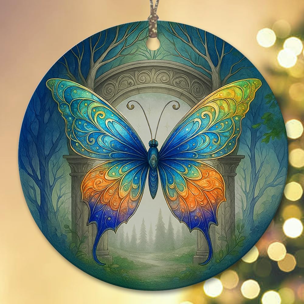 2025 Christmas Ornament – Fantasy Butterfly Art Christmas Ornament – Colorful Butterfly Holiday Decoration, Artistic Keepsake Gift - Image 5