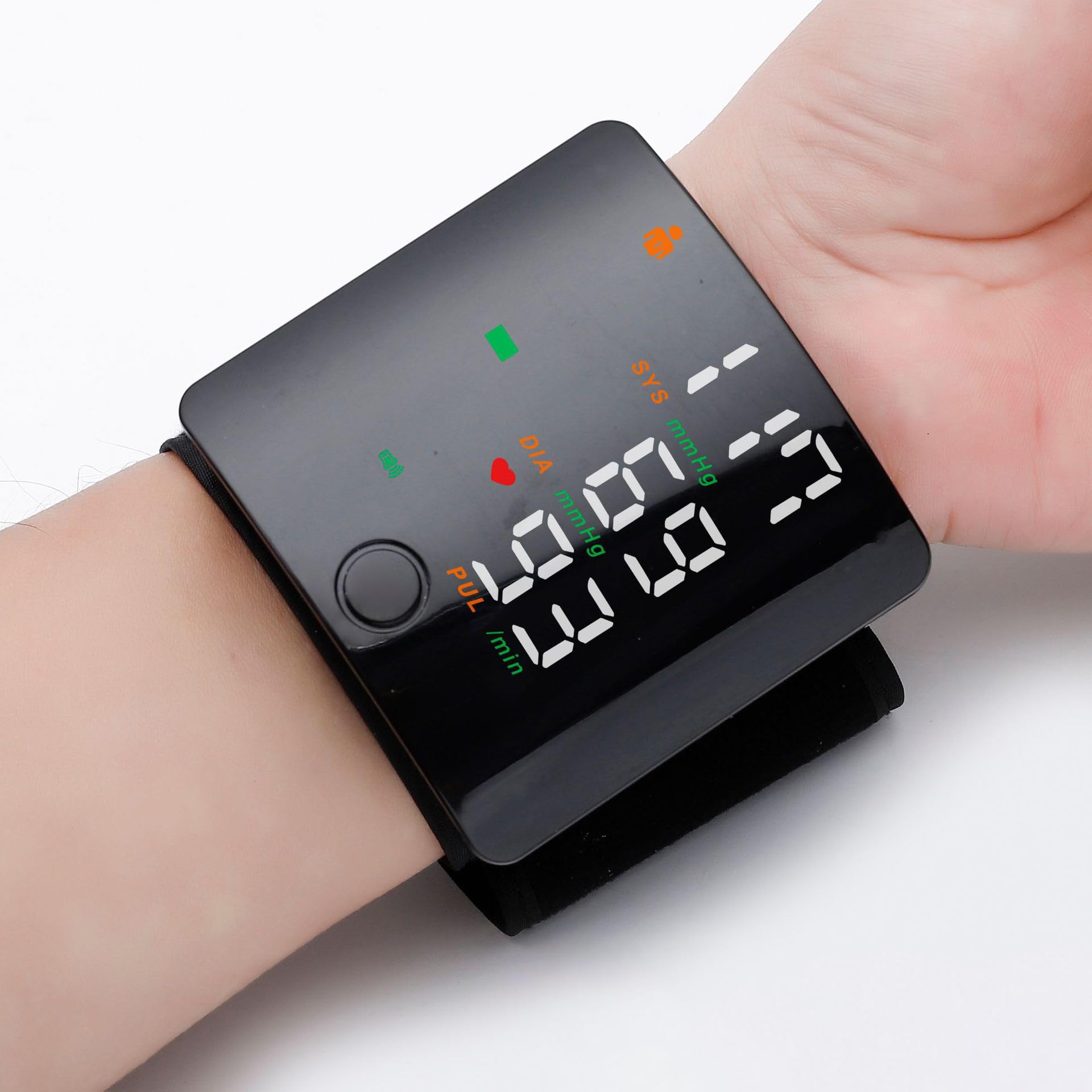 Tensiómetro de muñeca con pantalla LCD digital, monitor de presión arterial automático, recargable, monitor de presión arterial portátil, para casa o de viaje, solo transmisión de voz en inglés