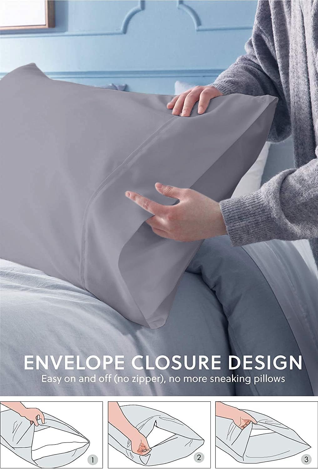 Comfort Beddings 2 Pack Pillowcases, 50x75cm Standard Pillow Covers, Premium Cotton-Polyester Blend - Image 4