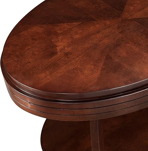 Miniatura 8 de Leick Home 10109-CH Mesa de centro ovalada pequeña con estante, color cereza chocolate Chocolate Cherry,blanco (Orchid White),Nuez pacana,Roble de