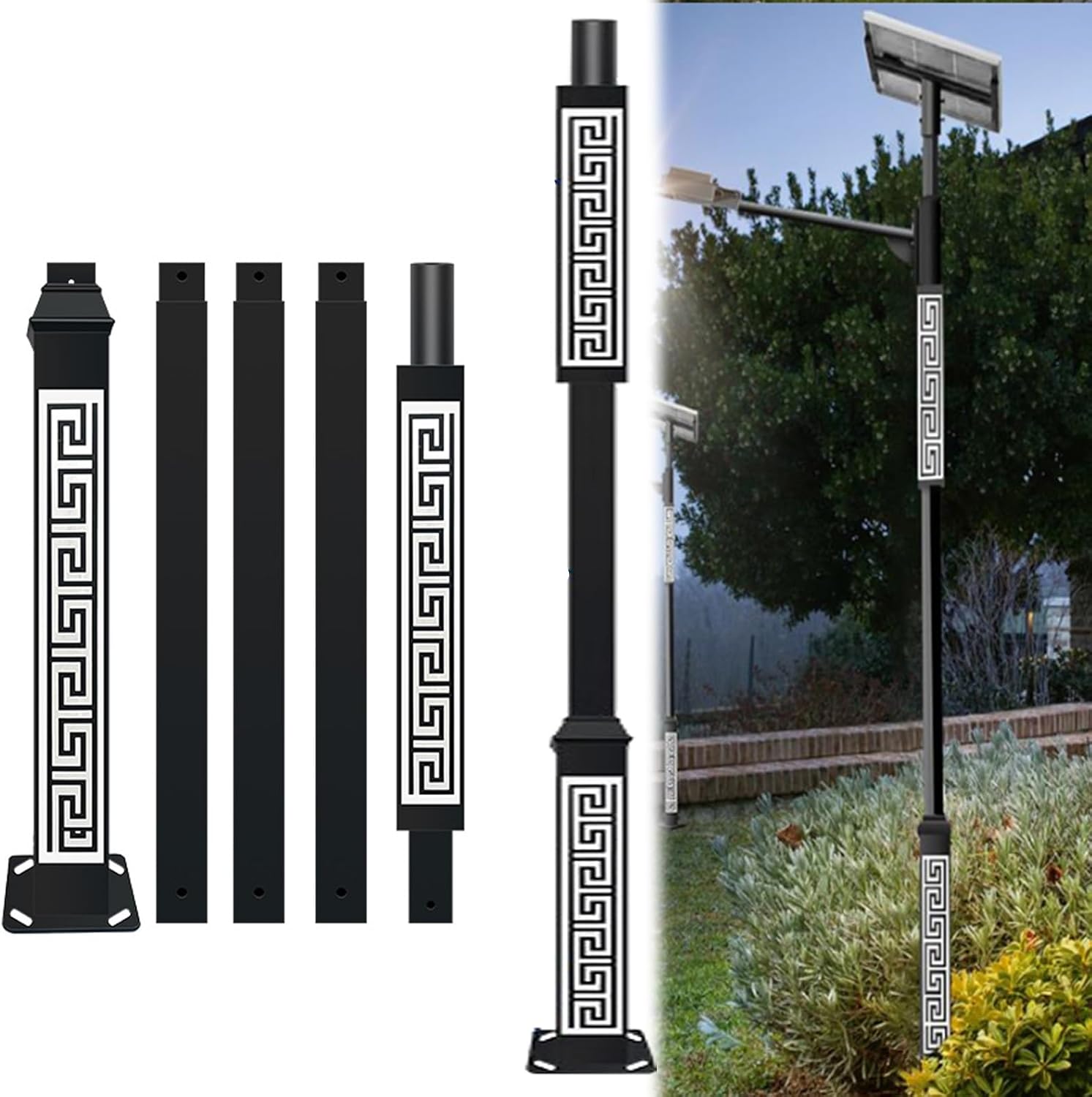 Thick and Stable Solar Lighting Pole, Windproof Structure, Galvanized Street Light Pole for Long-Life Outdoor Use, Suitable for Road and Garden Power Solar Street Lights(5 Meters)