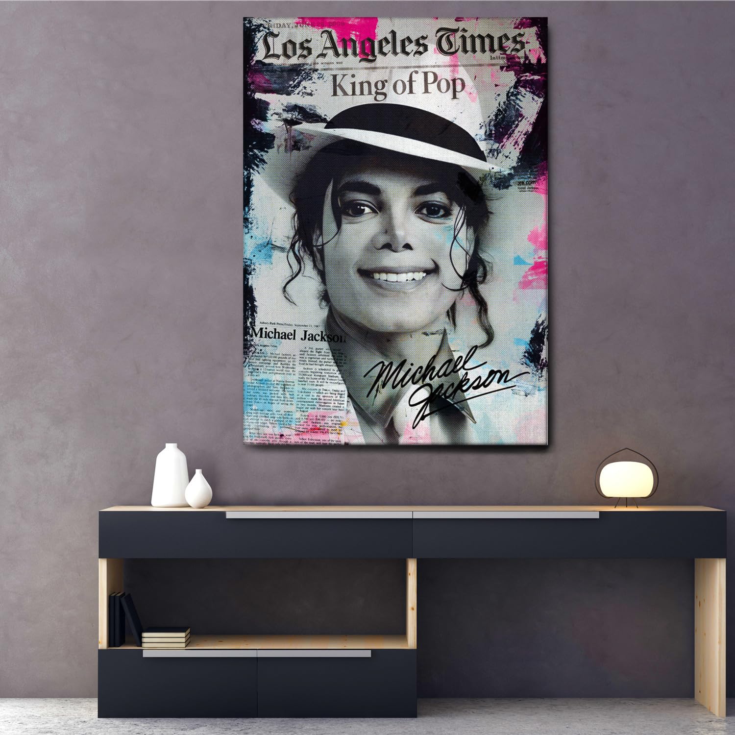 Giallobus Gemälde Tribute Michael Jackson Leinwand 100x140 Modernes Kunstwerk