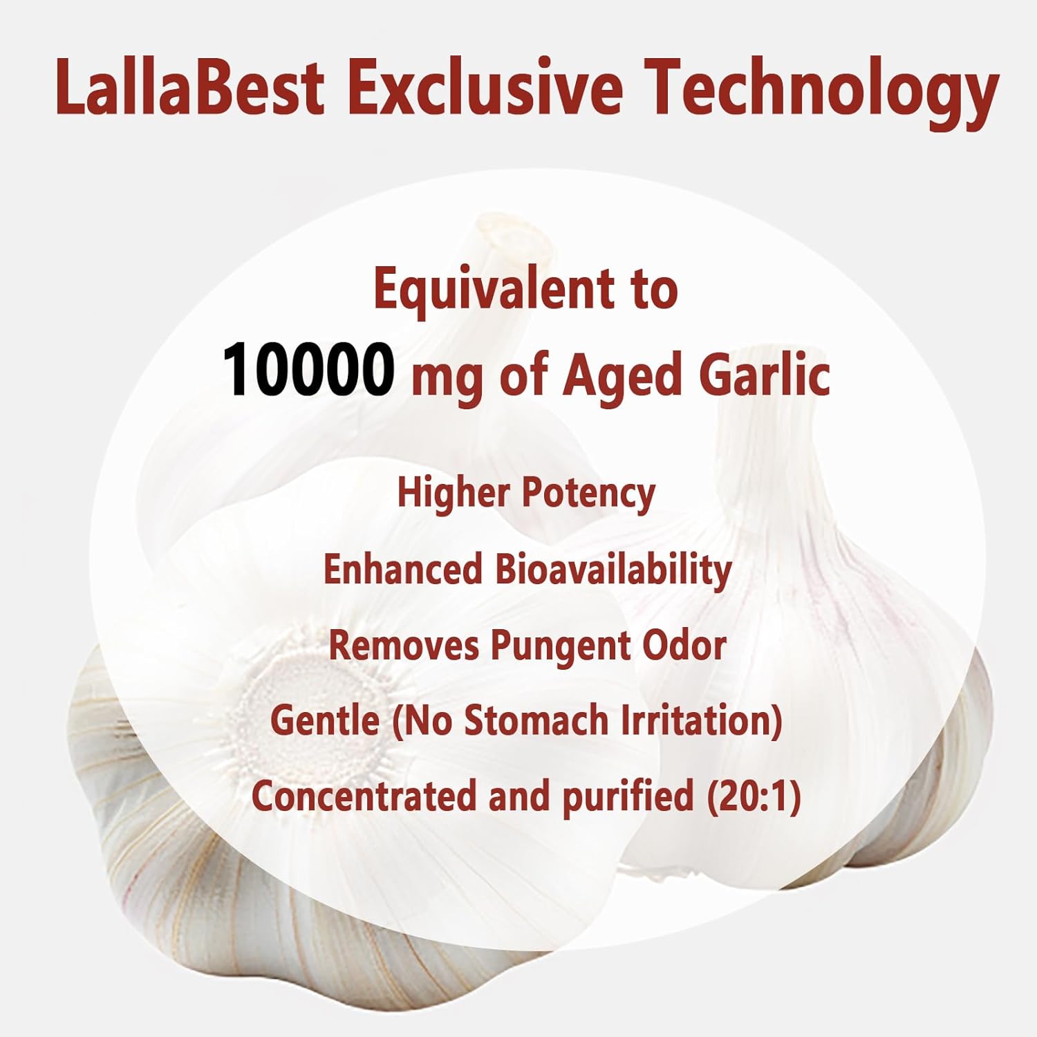 10000mg Aged Garlic Extract Capsules | Non-GMO, Gluten-Free | 300 Softgels Odorless Organic Garlic Supplement for Heart & Immune Support | 2 Years Aged Garlic Extract - Image 3