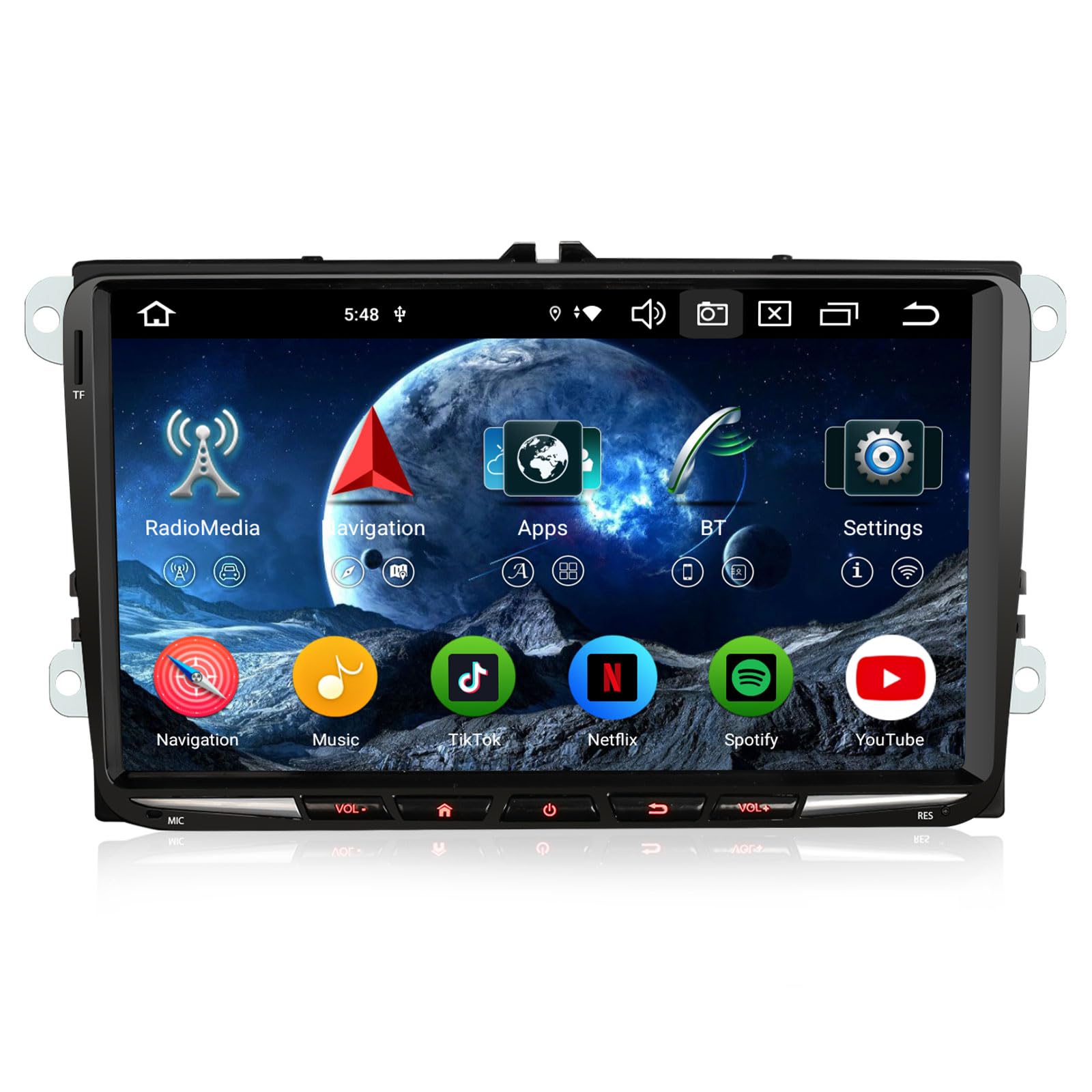 Erisin 9 Pulgadas 8-Core 4GB+64GB Android 16 Radio Coche GPS Navegador para Volkswagen Passat B6 Polo 6R Touran Golf 5/6 Tiguan T5 Seat Skoda Bluetooth 5.1 CarPlay Android Auto DSP WiFi Dab+ FM Ops