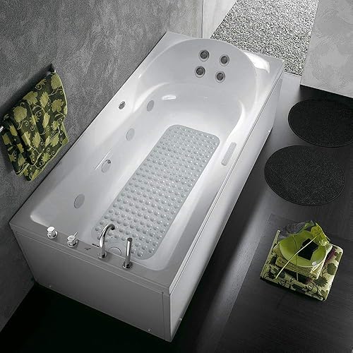 Miniatura 6 de Tapetes para bañera y ducha, tapete de baño antideslizante extra largo (39 x 16 pulgadas), lavable a máquina para baño (marrón transparente)