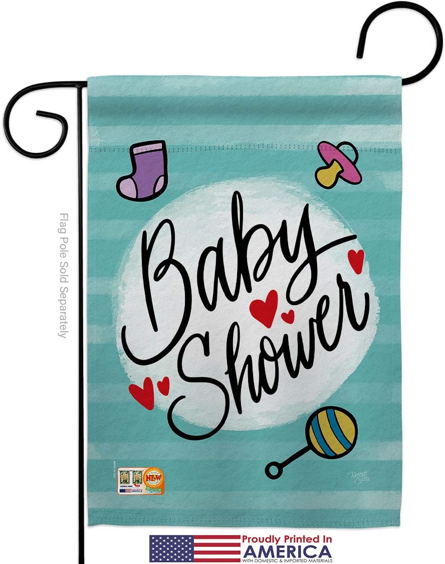 Baby Shower Garden Flag Set Wall Holder Celebration New Born Boy Girl Occasion Anniversary Party Small Decorative Gift Yard House Banner Made In USA 13 X 18.5