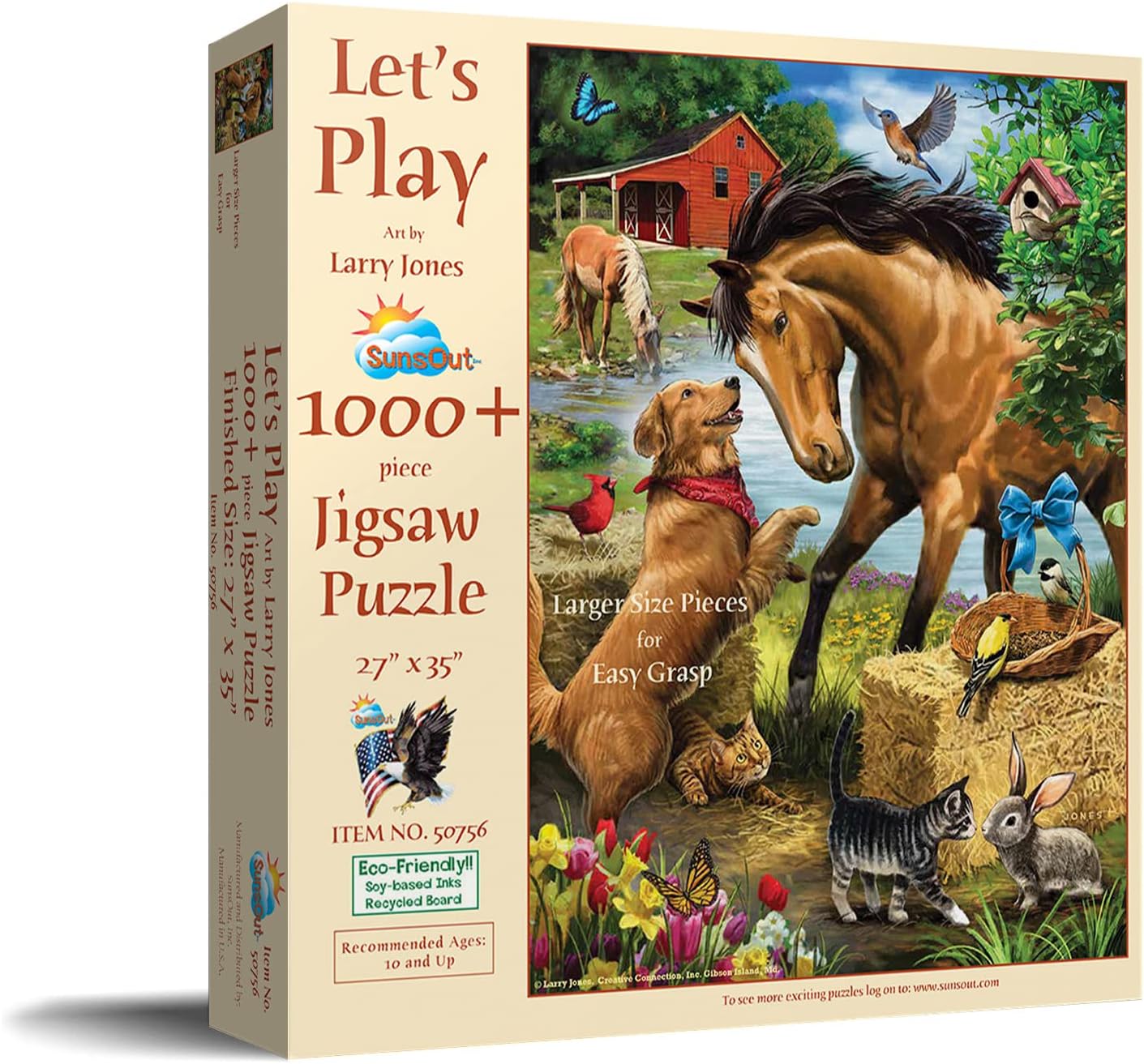 SUNSOUT INC - Let's Play - 1000 pc Large Pieces Jigsaw Puzzle by Artist: Larry Jones - Finished Size 27" x 35" - MPN# 50756
