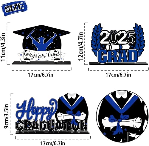 Miniatura 16 de LINGTEER Decoraciones de fiesta de graduación de clase 2025 – 3 piezas de felicitaciones de graduación 2025 de acrílico para centros de mesa