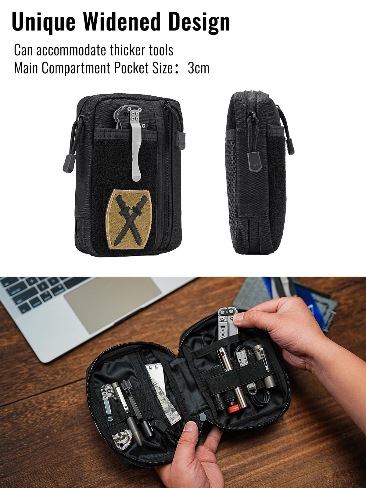 Sayram SP5 EDC Pouch Tool Organizer, Small Tool Pouch with Hook and Loop - Image 3