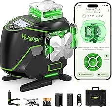 Laser Levels, Huepar S04CG Self-Leveling Laser Level LCD Screen, Bluetooth Green Beam Cross Line Laser Tool for Tiles, Remote Control & Carrying Case (S04CG)