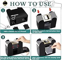 Vista 3 de Zomiboo Barajador automático de tarjetas de 6 cubiertas USB con batería eléctrica Casino Poker Card Shuffler máquina para juegos de póquer casino