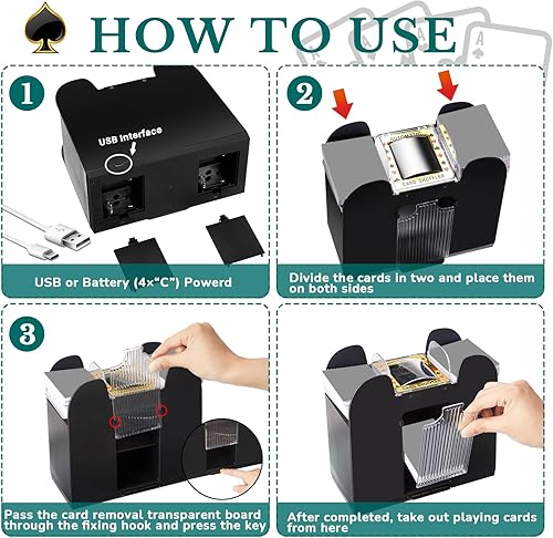Miniatura 3 de Zomiboo Barajador automático de tarjetas de 6 cubiertas USB con batería eléctrica Casino Poker Card Shuffler máquina para juegos de póquer casino