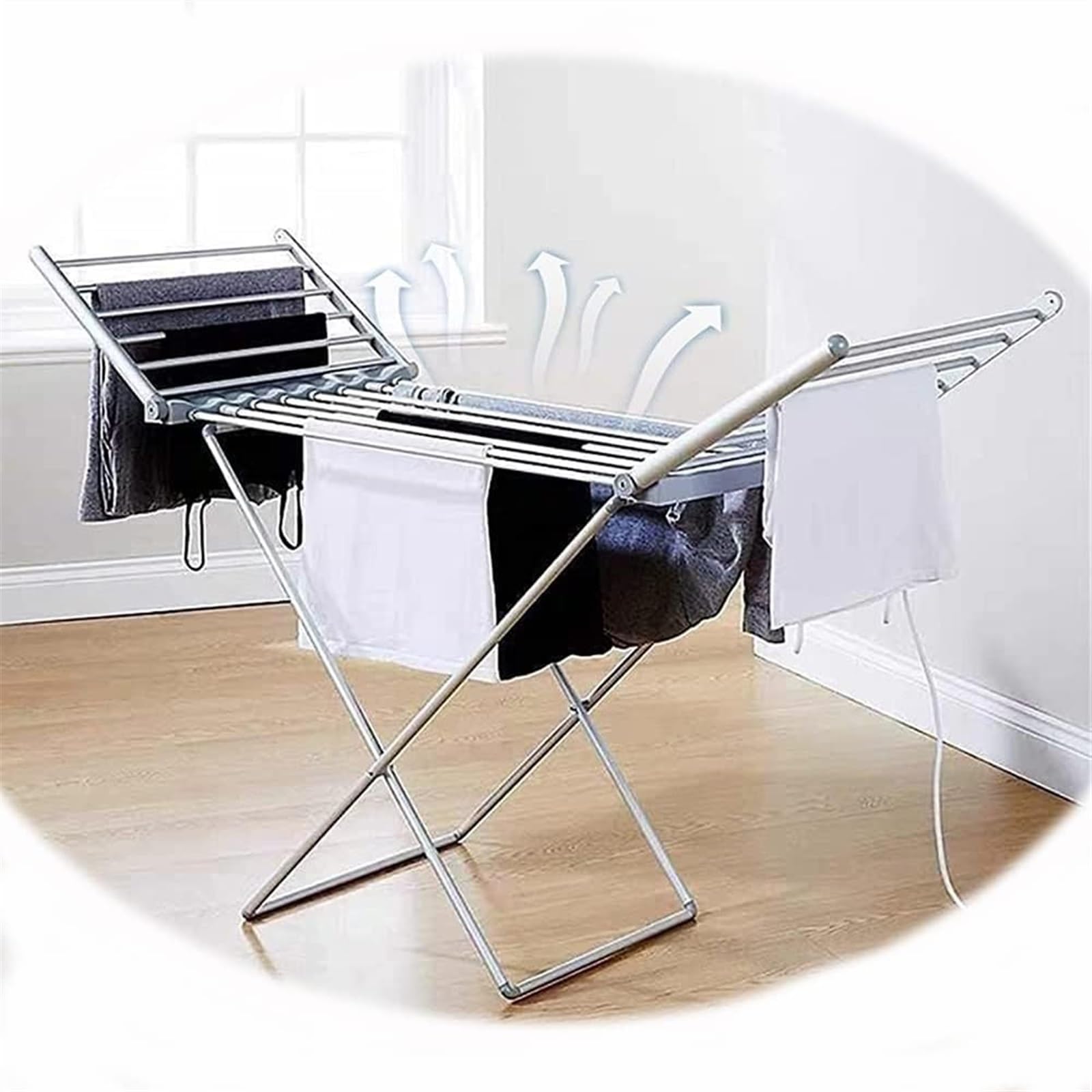 Clothes Drying Rack,Clothes Drying Rack Foldable, Energy-Efficient Electric  Clothes Airer Dryer Portable Horse Rack Indoor 20 Bars Winged Heated