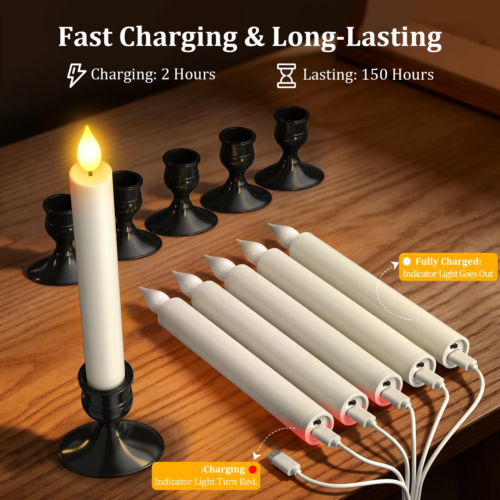 PChero 6 velas recargables para ventana con sensor de atardecer a amanecer