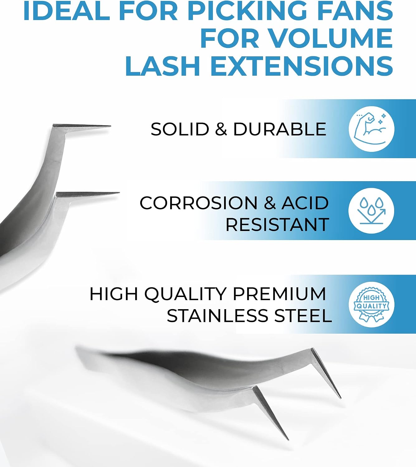 STACY LASH STL-6 Eyelash Extension Tweezers/Precision Tool for False Lashes Application & Premade Fans/Supplies for Volume Extensions/Curved Tweezer Tip/Beauty Accessories/Eyelashes Tools image 3