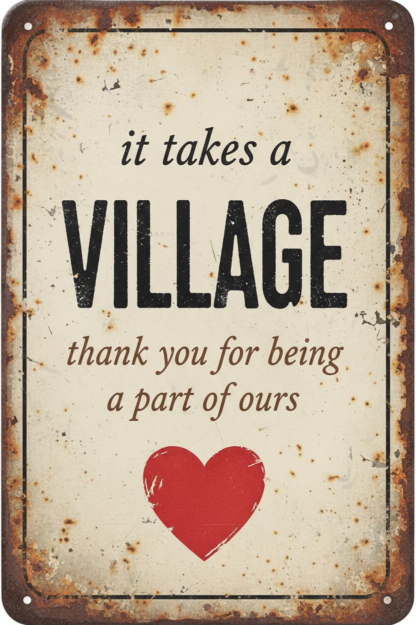 It Takes A Village Thank You Wood Plaque Desk Sign, 8x12 Inch
