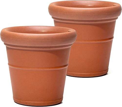 Miniatura 9 de Step2 Claremont - Maceta redonda alta cedro oscuro maceta grande para uso en exteriores e interiores diseño sin mantenimiento maceta ideal para