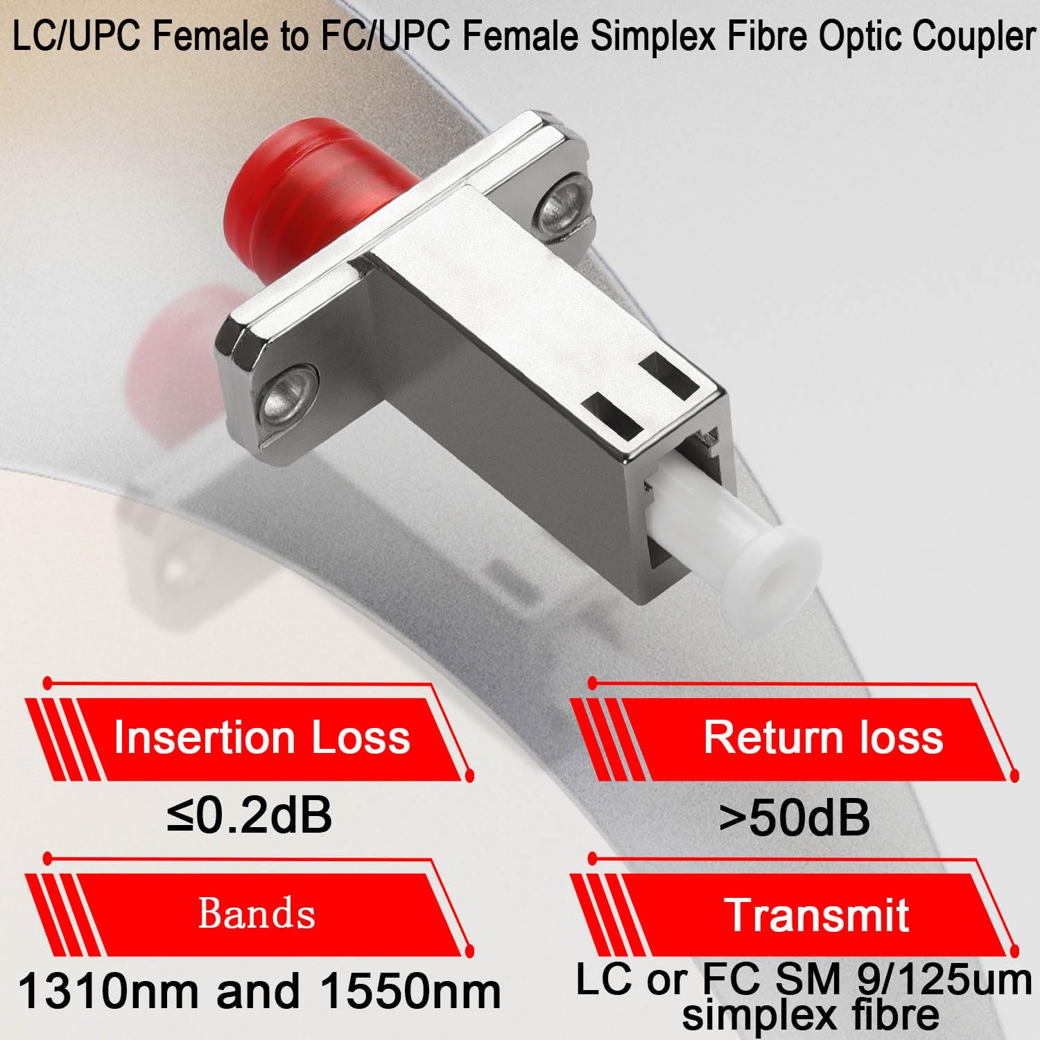 Glasfaser-Adapter SC/UPC Auf FC/UPC – Single-Mode 9/125µm, 4 Stück, Niedriger Verlust Für Netzwerkinstallation