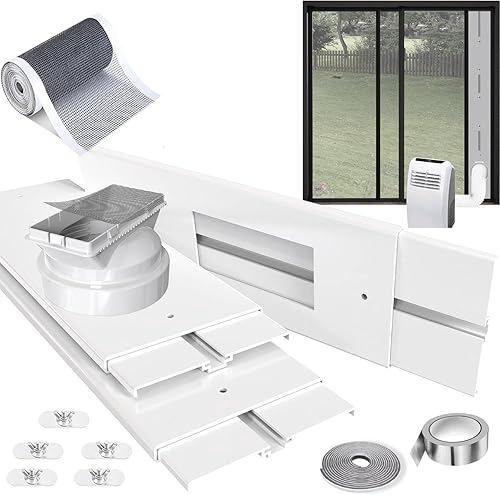 Gulrear Kit de ventilación de aire acondicionado para puerta corrediza de 95 pulgadas con red de pantalla y 2 burletes herméticos de ahorro de