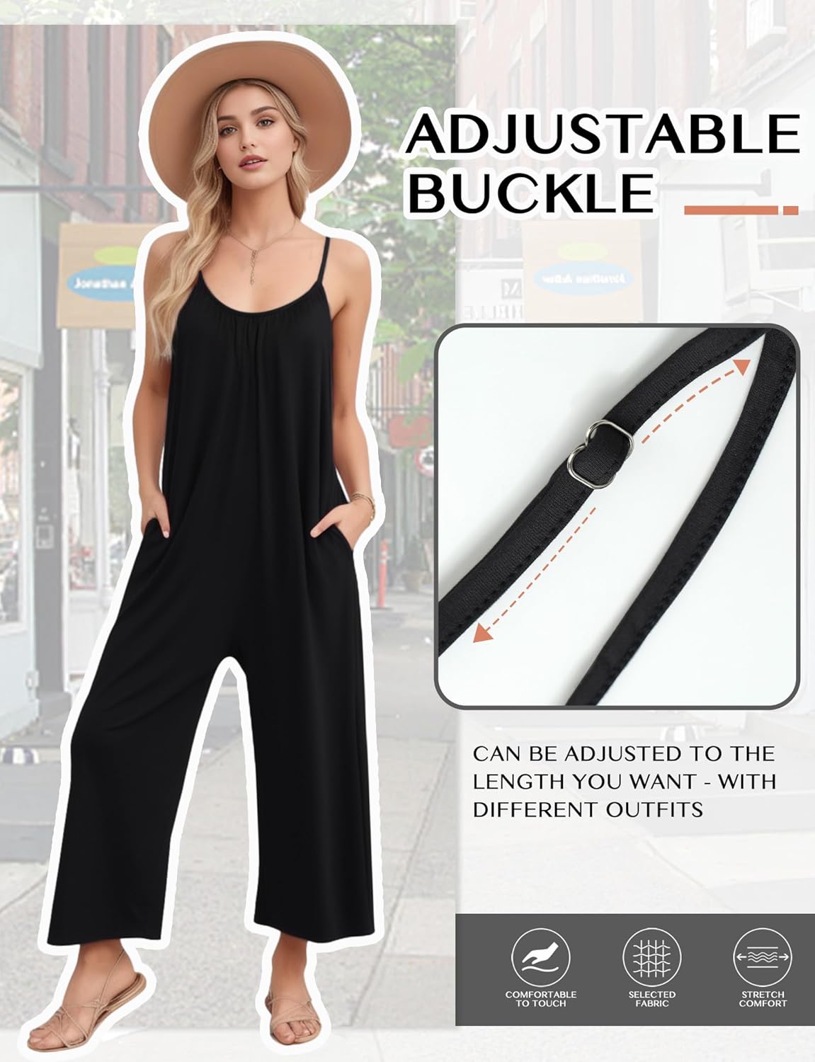 Buauty Womens Summer Jumpsuits Casual Sleeveless Jumpers Loose Rompers Adjustable Strap Boho Jumpsuit Dressy 2026 Clothes - Image 3