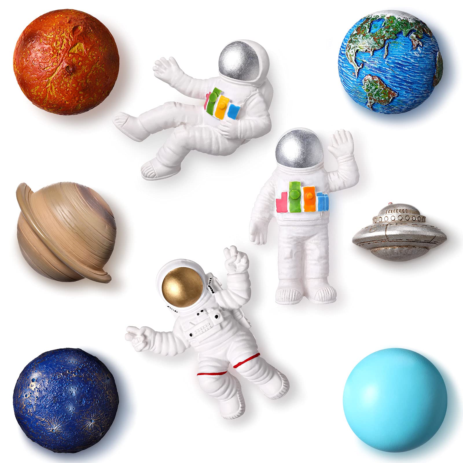 9 Pieces Resin Astronaut Fridge Magnet Space Series Astronaut 3D Creative Fridge Magnets Creative Planetary Fridge Magnets Universe Style Refrigerator Magnet for Cabinet Refrigerator (Delicate Style)