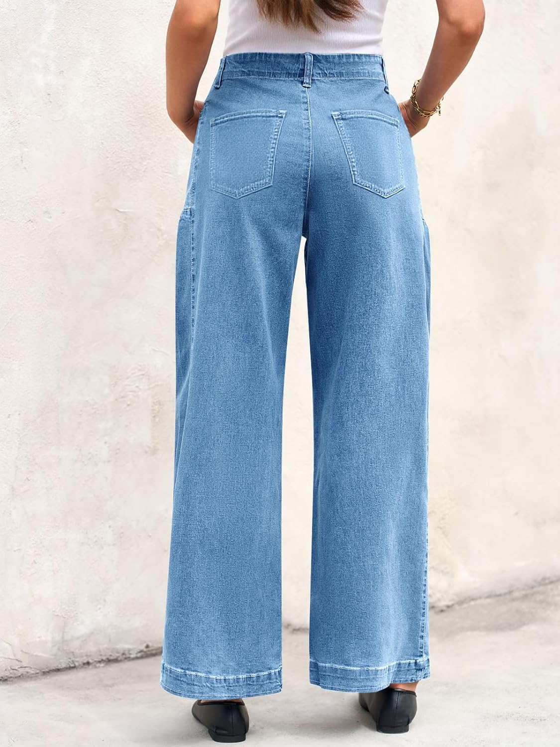 Cicy Bell Womens Wide Leg Jeans High Waisted Stretchy Baggy Loose Denim Casual Pants with Pockets