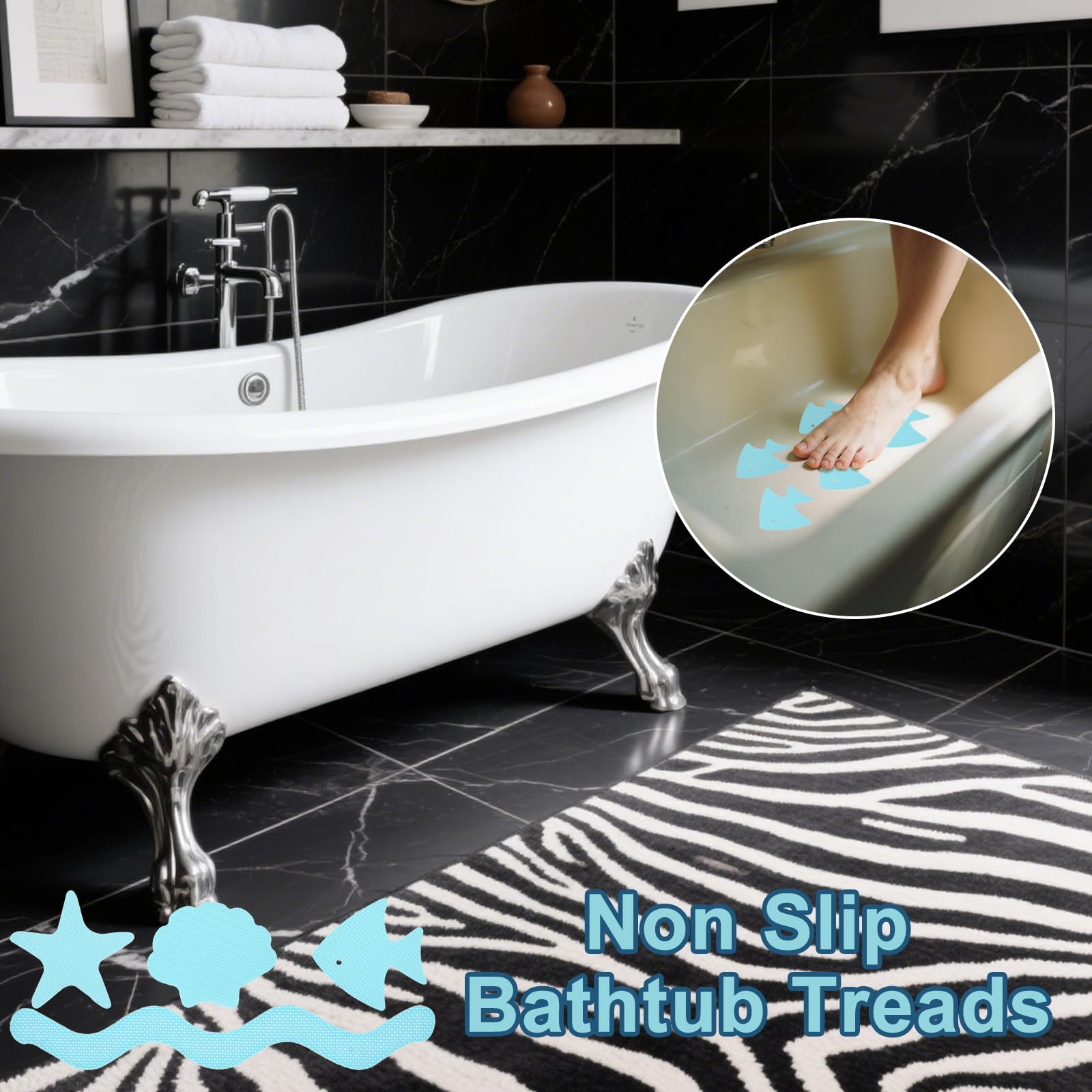 Lot De 6 Autocollants Antidérapants Pour Baignoire - Pour Sol