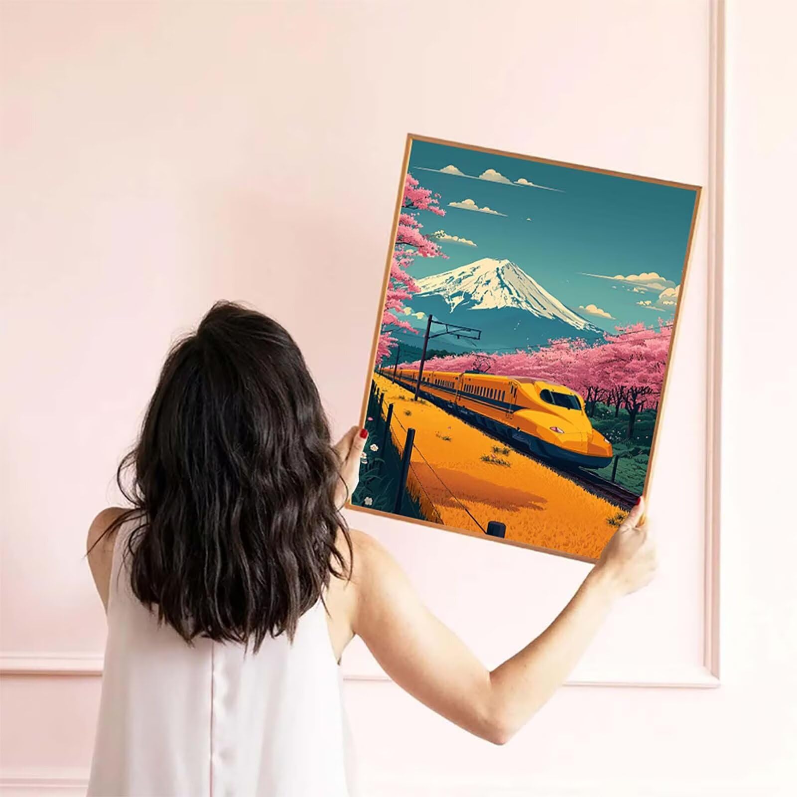Diamond Painting Mount Fuji, 5D Diamentowe Malarstwo Dorośli Szybki Pociąg, DIY DIY Dorośli Rysunek Diament Ścieg Krzyżowy Zestaw Do Dekoracji Domu, Prezent Kobiety 90x120cm 6-3025