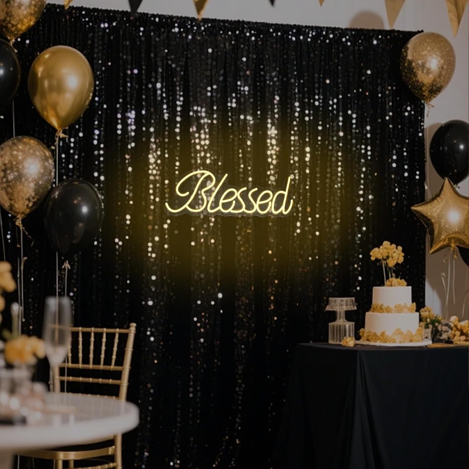 Blessed Neon Sign for Wall Decor Led Neon Lights for Teen Bedroom Decor Art Light Up Letters Blessed Neon Neon Signs for All Party Room Decorations 19.6x7.5 Inch (warm white)
