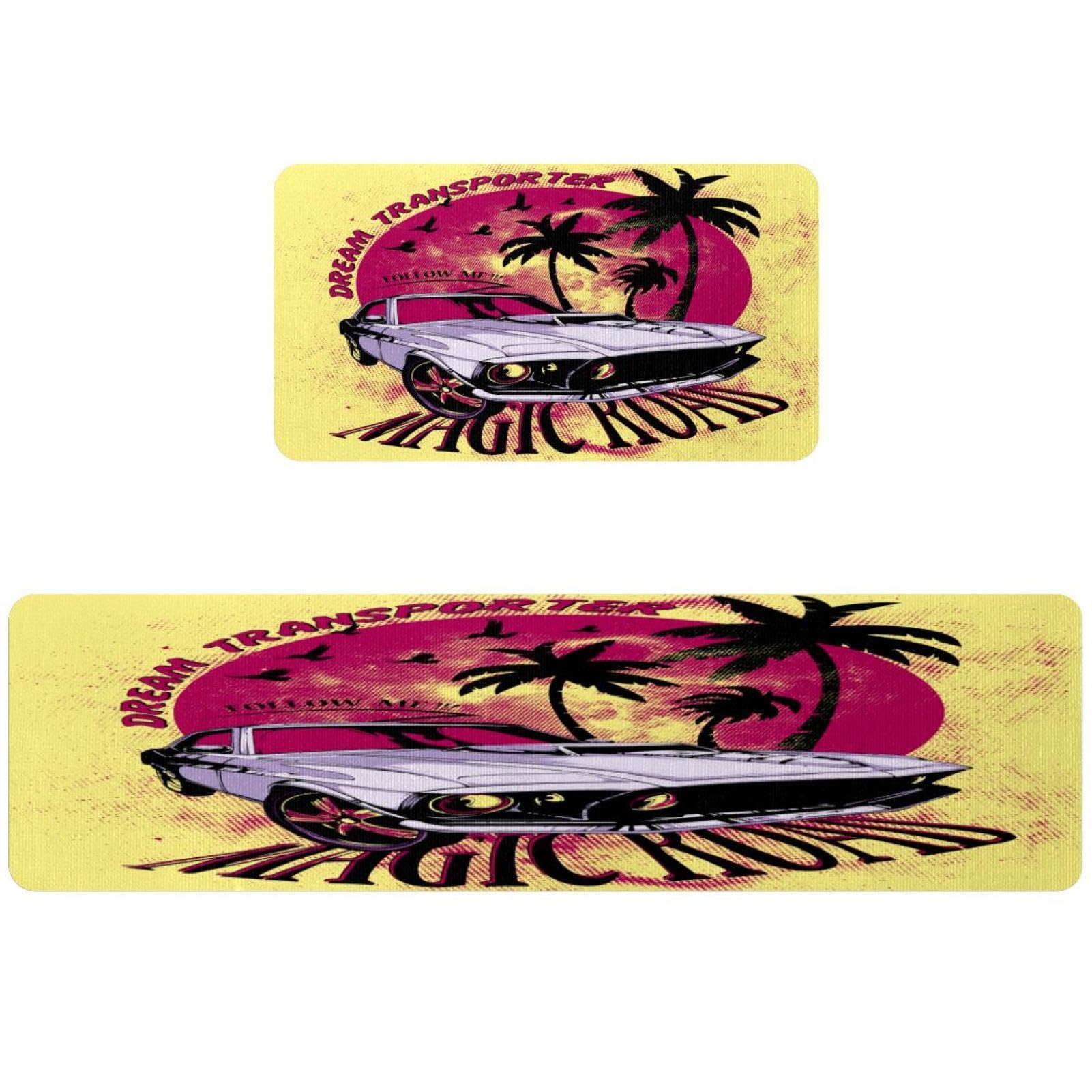 Tapis de cuisine pour couloir et buanderie style palmier lot de 2 Magic Road