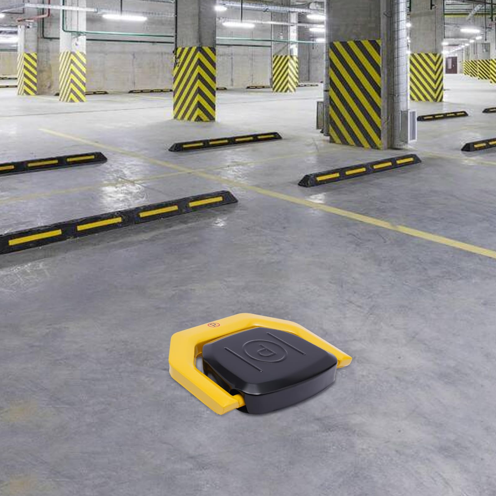 Parkplatzsperre, Automatisches Fernbedienungs Parkschloss 30m Fernbedienungsdistanz Privates Auto-Parkschloss mit Automatischer Alarmfunktion für Zuhause Büro Kommerzielle Nutzung, Gelb