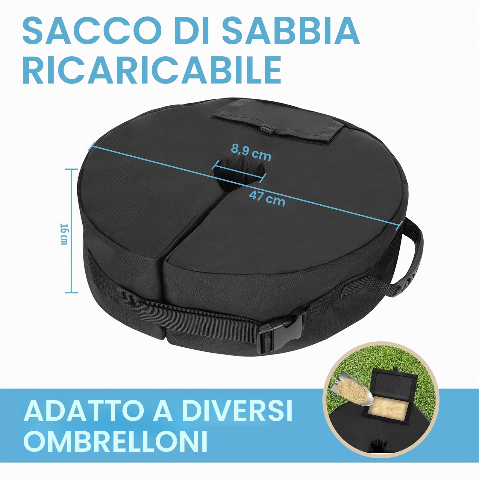 Base per Ombrellone - Resistente Supporto a Croce a Sbalzo Fino a 40 kg, Extra Sacchi di Sabbia Ponderati per Giardino all'Aperto