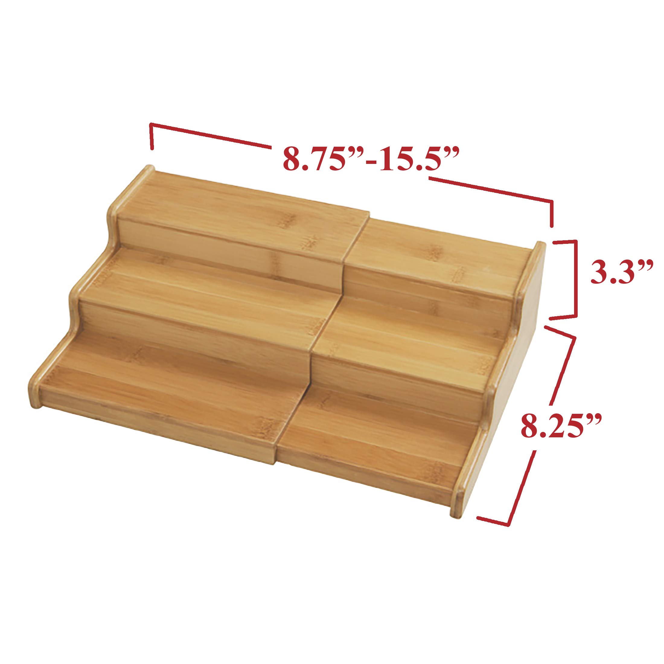 Seville Classics 3Tier Expandable Bamboo Spice Rack Step Shelf