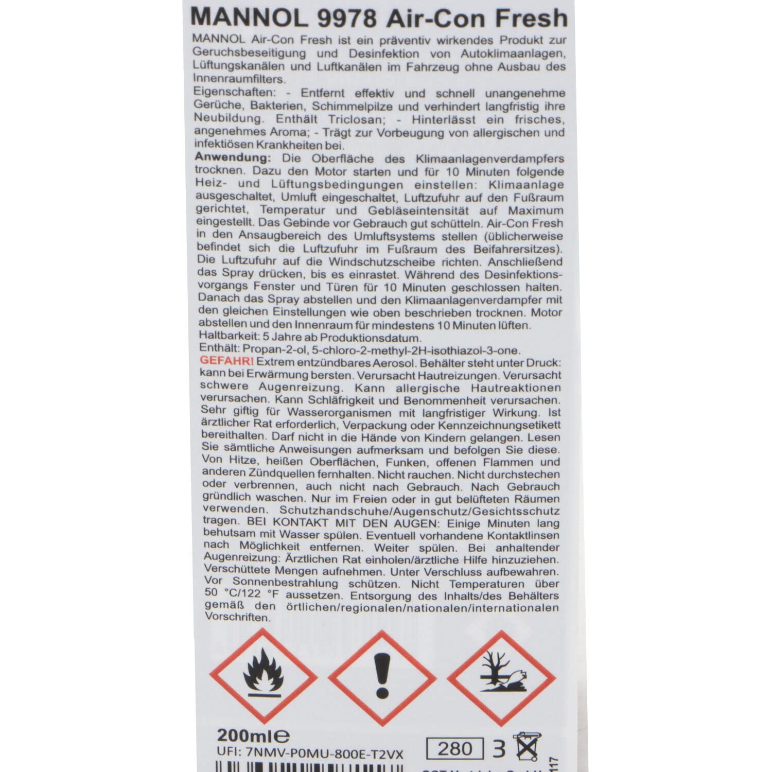 Klimaanlagen Desinfektion Air Con Fresh MANNOL 10 X 200 ml