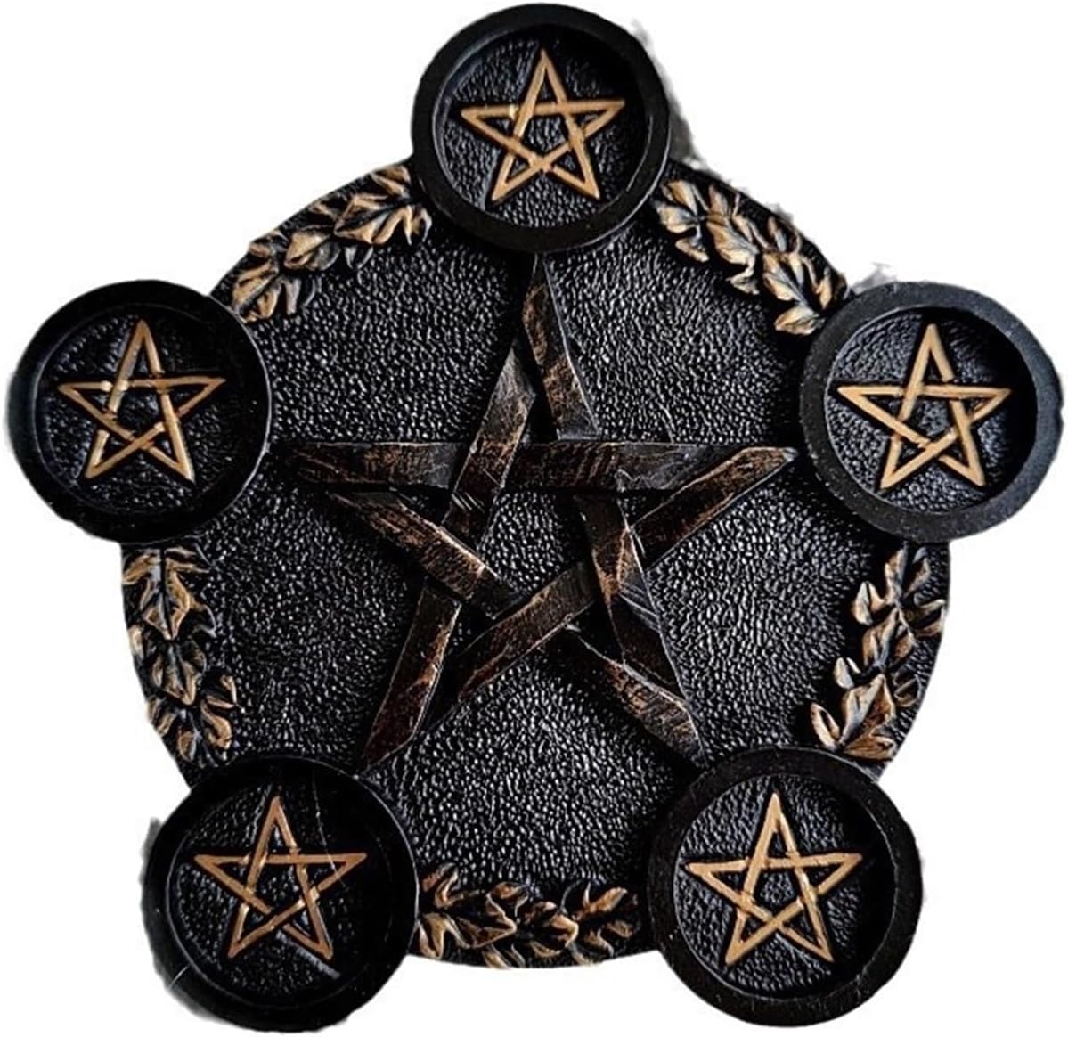 New European Retro Five-Pointed Star Candlestick, Home Desktop Resin Ornament, Decorative piece(Blackcoppercolor)