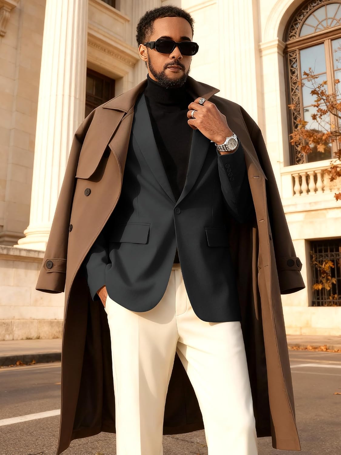 MAGE MALE Men's One Button Blazer Casual Solid Color Suit Jacket Slim Fit Lightweight Sport Coats Blazers - Image 3