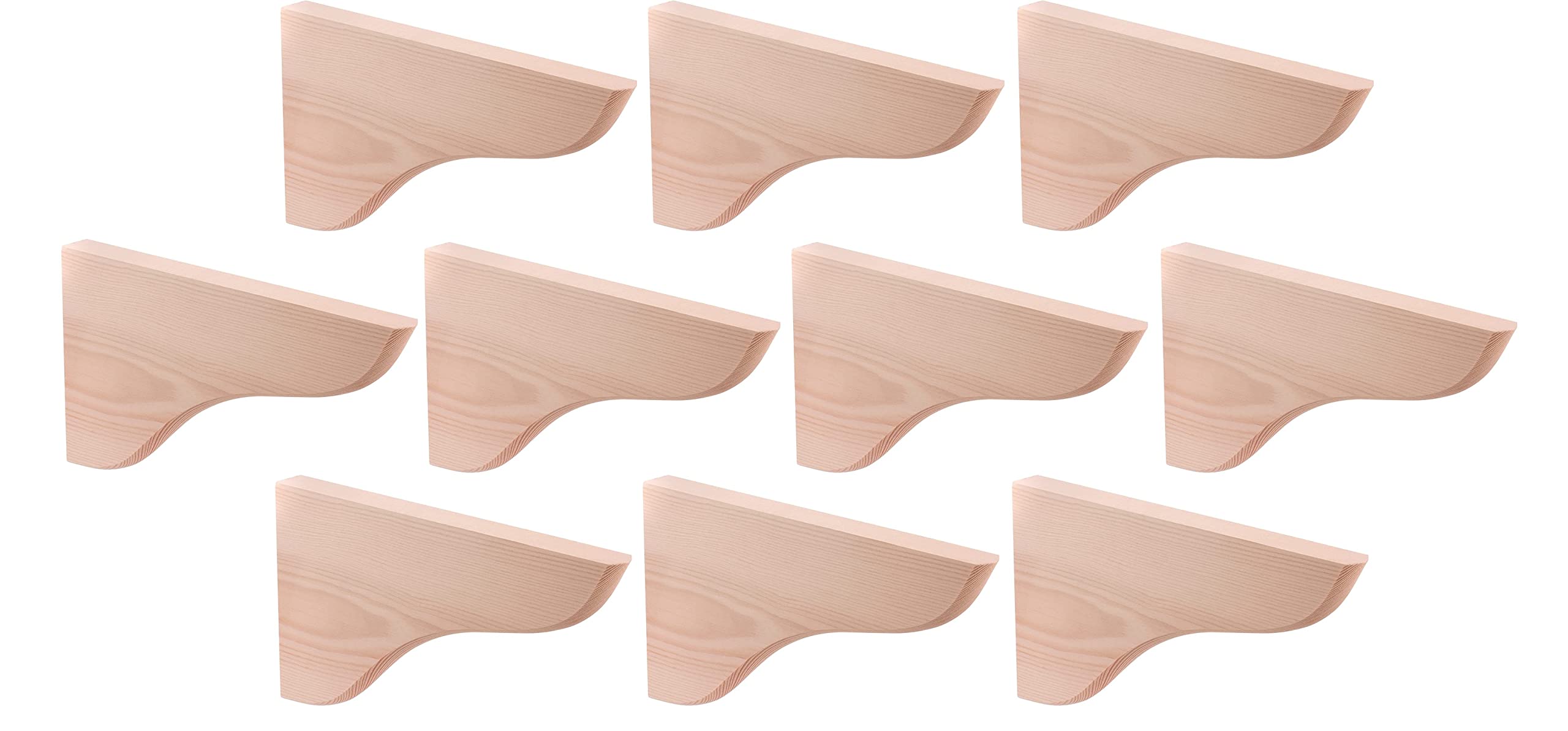 Gedotec 10 Items Pine Wall Brackets, 215 X 120 Mm, Pack Of 10, Heavy Duty, Solid Natural Wood, High Load Capacity, Suitable For Bookshelves, Wall Shelf, Shelf Brackets