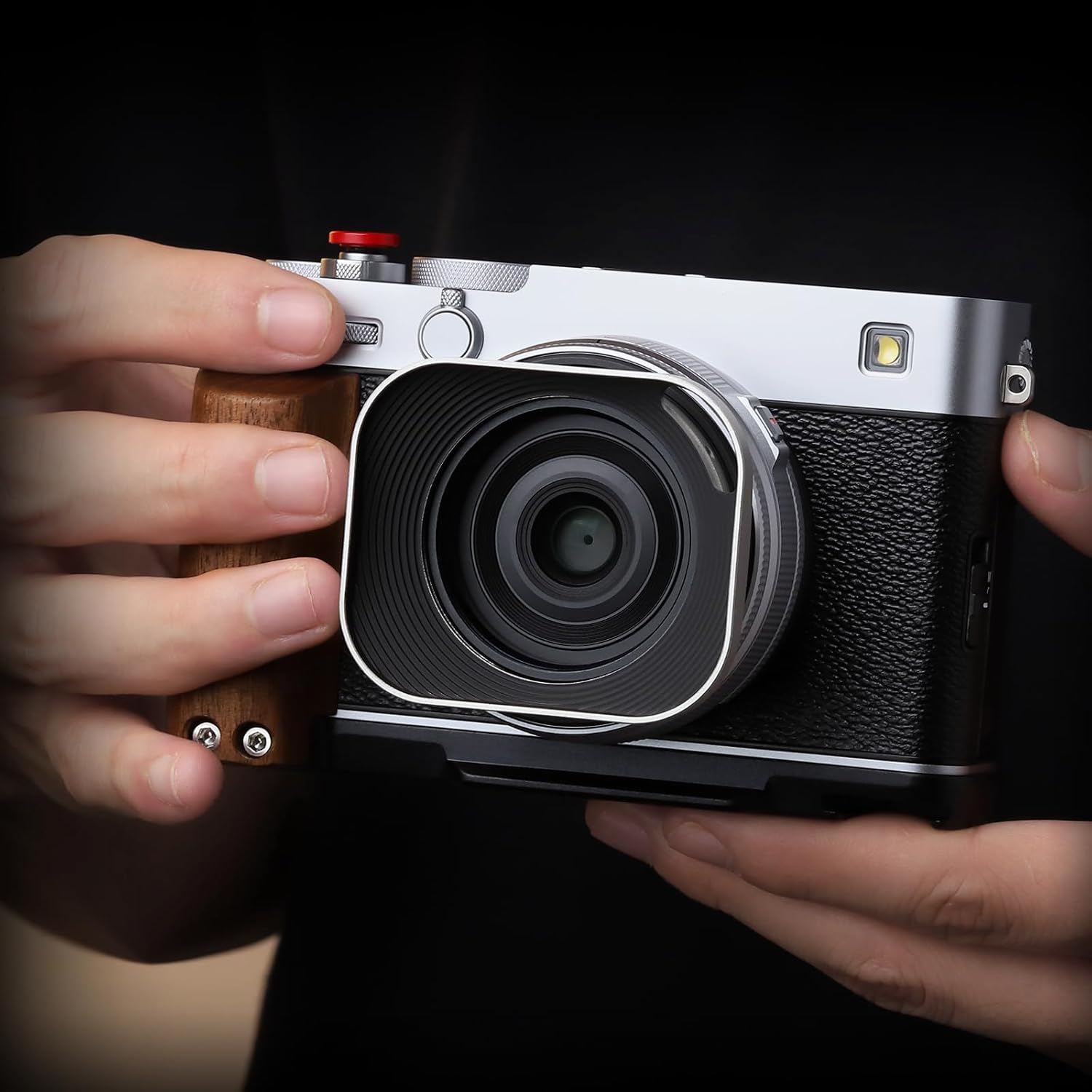 Haoge X-E5 Grip Wooden Side Handle for Fujifilm XE5 Camera - L-Shape Retro Premium Wood Grip with Quick Release Plate, Extra Tripod 1/4 Hole & Hot Shoe Hole Black HG-XE5-B - Image 3