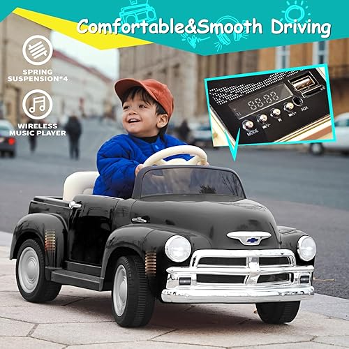 Miniatura 4 de Joywhale Auto Montable Eléctrico de 12V para Niños con Licencia Chevrolet 3100 Pickup con Batería Eléctrica Motorizada, con Batería Grande de 7AH,