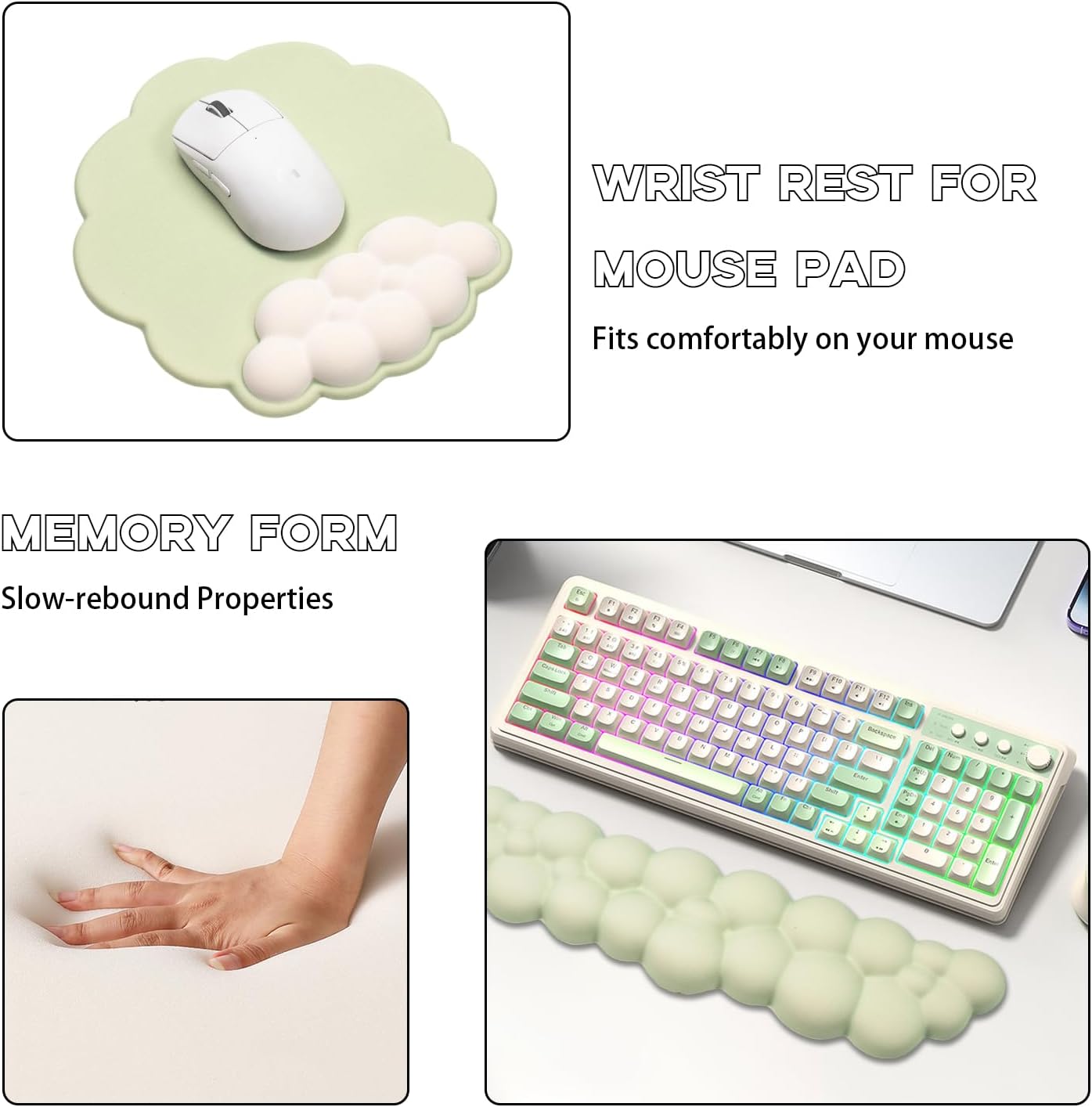 Cloud Wrist Rest Keyboard, Ergonomic Purple Mouse Pad with Wrist Support, Memory Foam Cloud Mousepad for Office Gaming