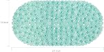 WELTRXE Pebbles Mat de bain,PVC Mats de bain ovales anti-dérapant anti-mildew résistant pour les enfants,27 x 14 Tapis de bain lavable à la machine de pouce avec ventouses, trous d'évacuation,BPA Gratuit, vert foncé