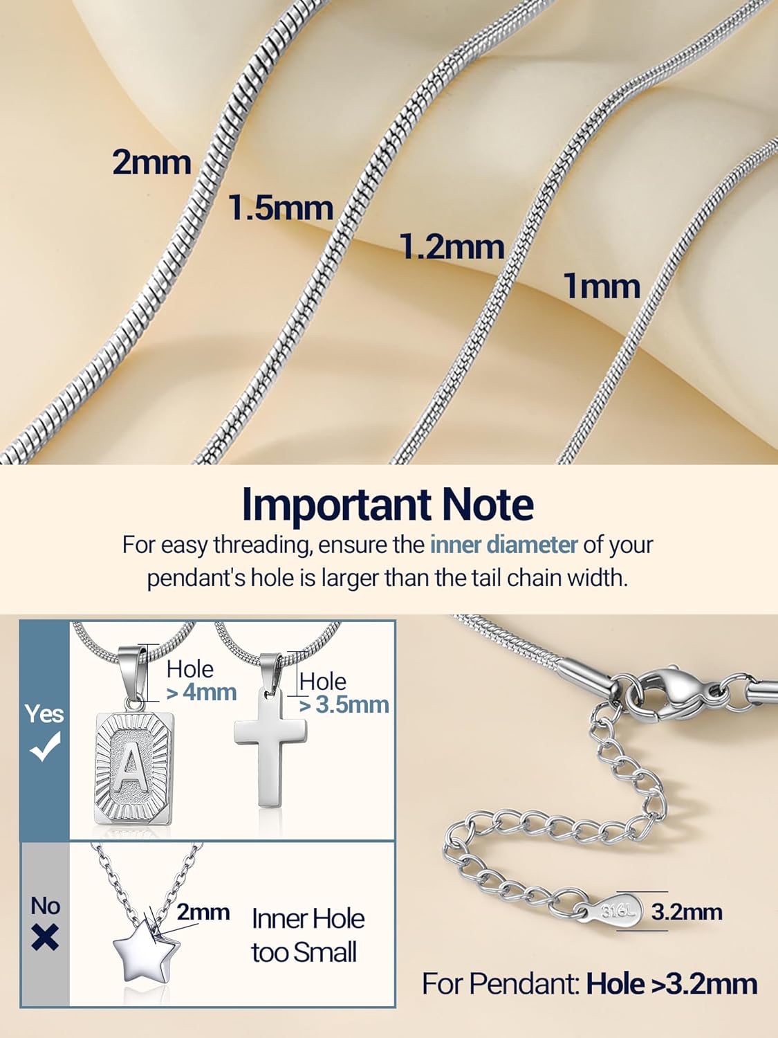 PROSTEEL Round Snake Chain Necklace for Women, 14K Gold/Rose Gold/Silver/Black Chain with Lobster Clasp, 1MM/1.2MM/1.5MM/2MM Womens Gold Necklace Thin Non Tarnish Trendy Jewlry Gifts - Image 5